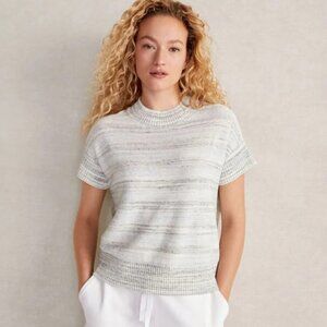 NWT TALBOTS Haven Well Within Organic Cotton Spacedye Crew Neck Sweater LARGE